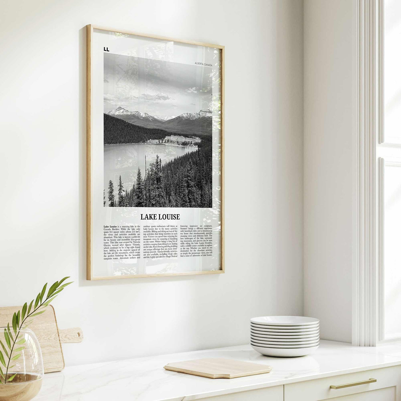 Lake Louise Print Black and White No 1, Lake Louise Wall Art, Lake Louise Poster, Lake Louise Photo, Lake Louise Wall Décor, Alberta, Canada