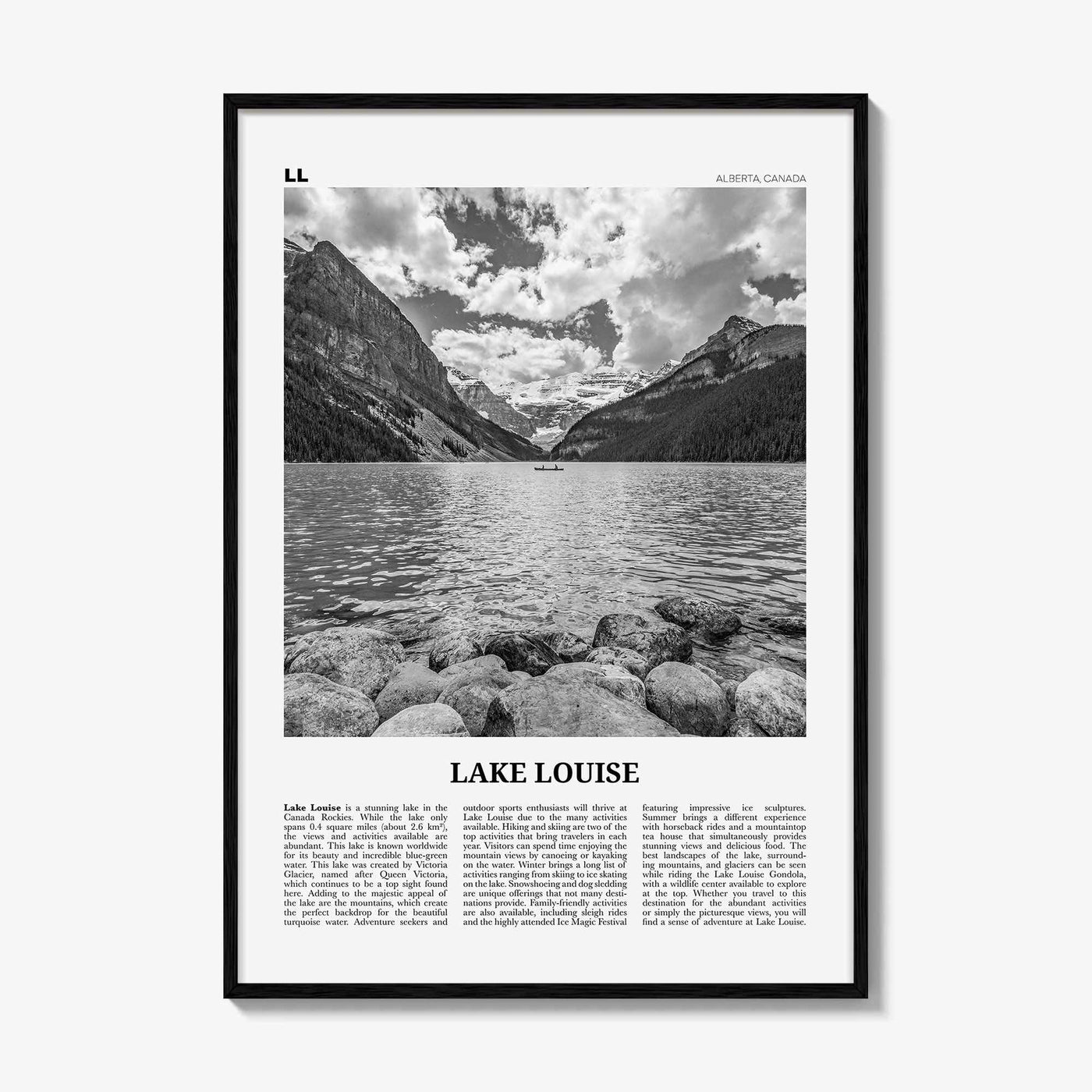 Lake Louise Print Black and White No 2, Lake Louise Wall Art, Lake Louise Poster, Lake Louise Photo, Lake Louise Wall Décor, Alberta, Canada