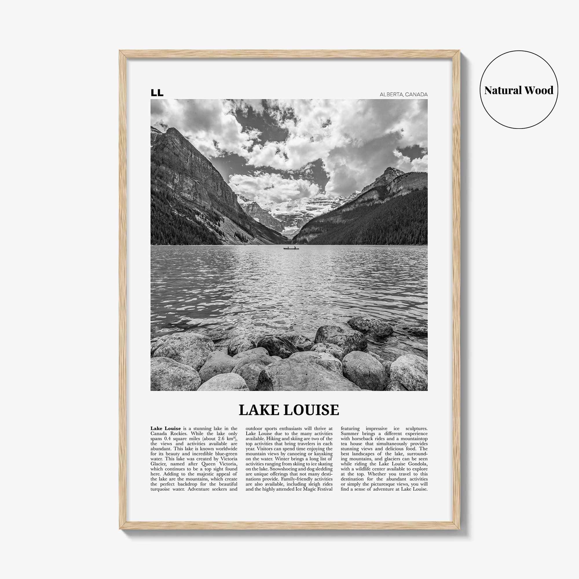 Lake Louise Print Black and White No 2, Lake Louise Wall Art, Lake Louise Poster, Lake Louise Photo, Lake Louise Wall Décor, Alberta, Canada