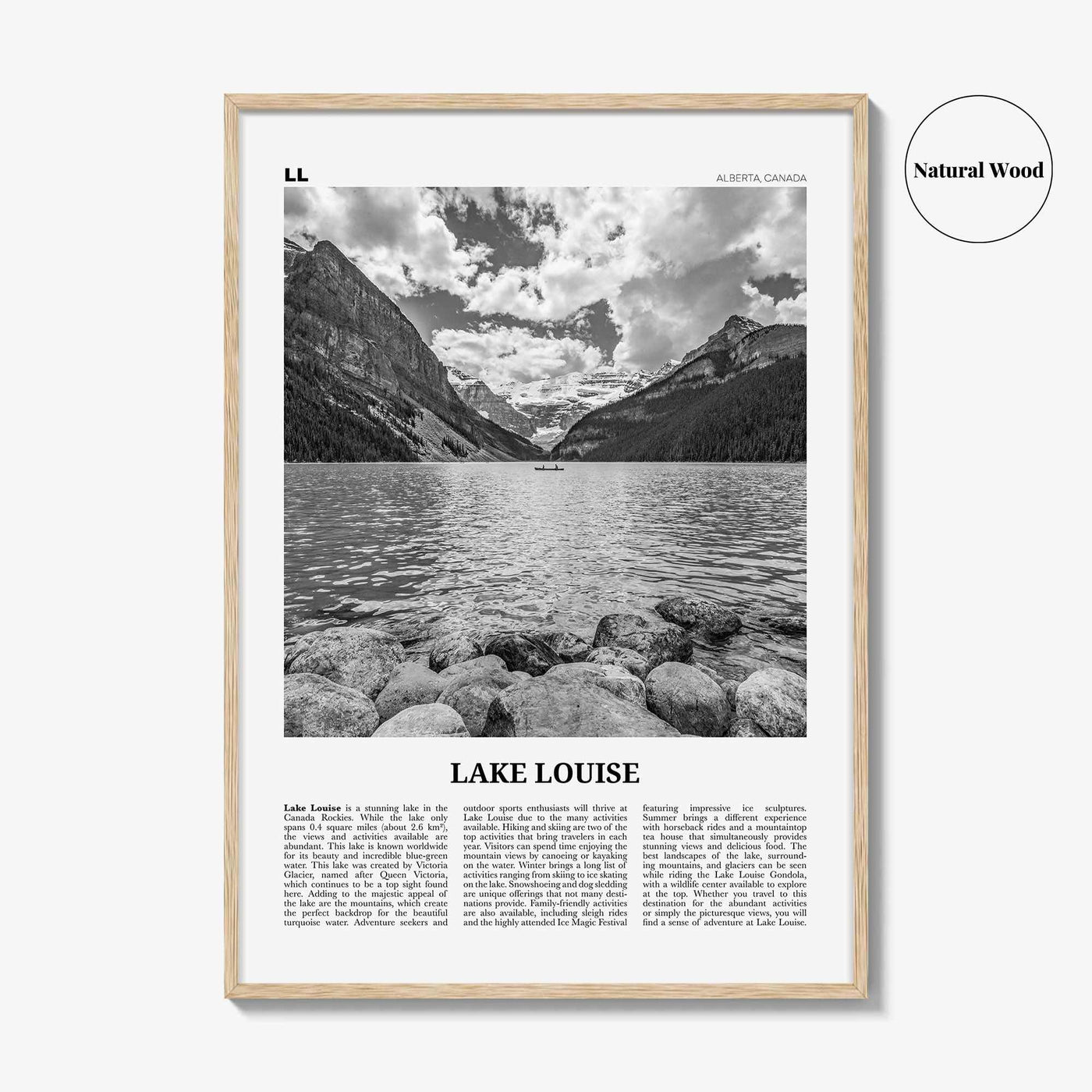 Lake Louise Print Black and White No 2, Lake Louise Wall Art, Lake Louise Poster, Lake Louise Photo, Lake Louise Wall Décor, Alberta, Canada