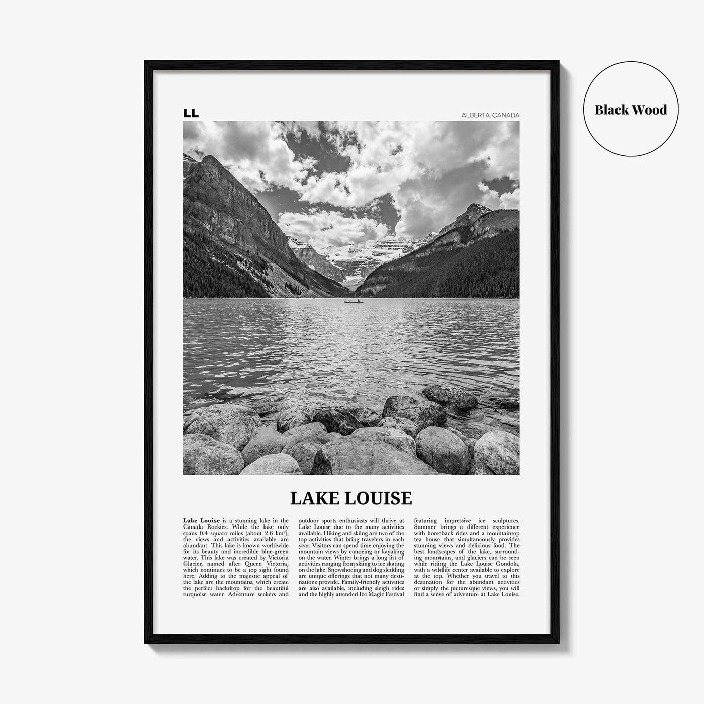 Lake Louise Print Black and White No 2, Lake Louise Wall Art, Lake Louise Poster, Lake Louise Photo, Lake Louise Wall Décor, Alberta, Canada