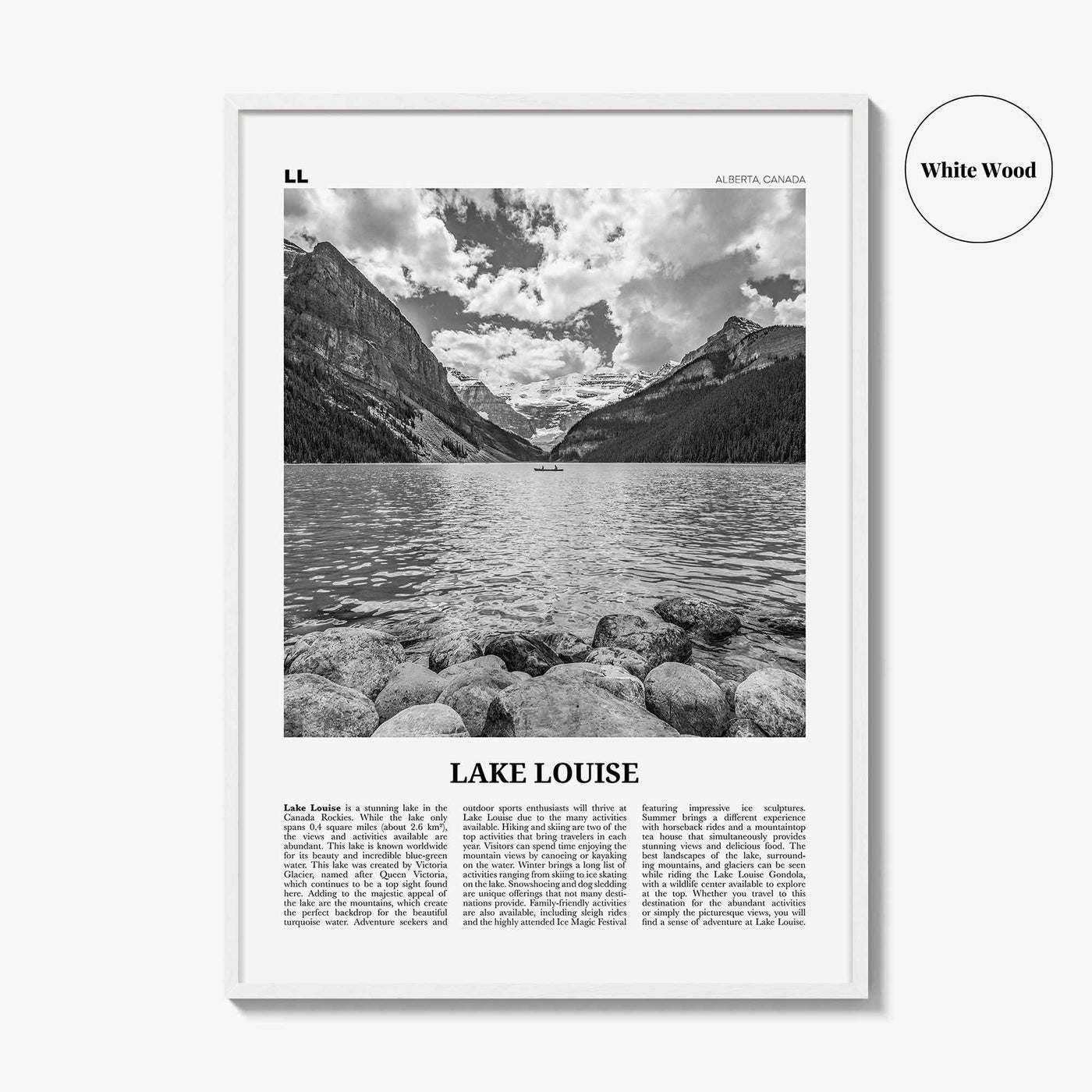 Lake Louise Print Black and White No 2, Lake Louise Wall Art, Lake Louise Poster, Lake Louise Photo, Lake Louise Wall Décor, Alberta, Canada
