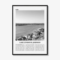 Lake Lyndon B Johnson Print Black and White, Lake Lyndon B. Johnson Wall Art, Poster, Photo, Wall Décor, Lake Lyndon B. Johnson Map,
