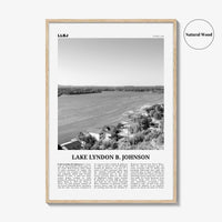 Lake Lyndon B Johnson Print Black and White, Lake Lyndon B. Johnson Wall Art, Poster, Photo, Wall Décor, Lake Lyndon B. Johnson Map,