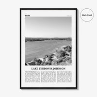 Lake Lyndon B Johnson Print Black and White, Lake Lyndon B. Johnson Wall Art, Poster, Photo, Wall Décor, Lake Lyndon B. Johnson Map,