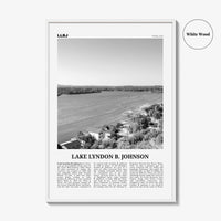 Lake Lyndon B Johnson Print Black and White, Lake Lyndon B. Johnson Wall Art, Poster, Photo, Wall Décor, Lake Lyndon B. Johnson Map,