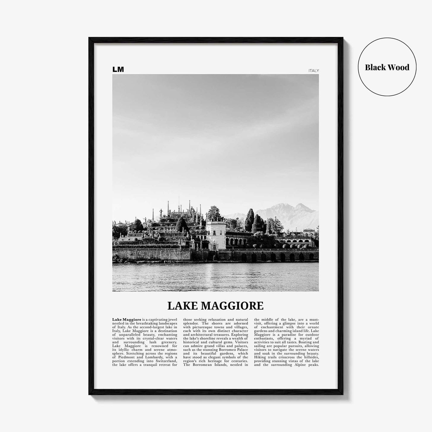 Lake Maggiore Print Black and White, Lake Maggiore Wall Art, Lake Maggiore Poster, Lake Maggiore Photo, Wall Décor, Italy, Switzerland