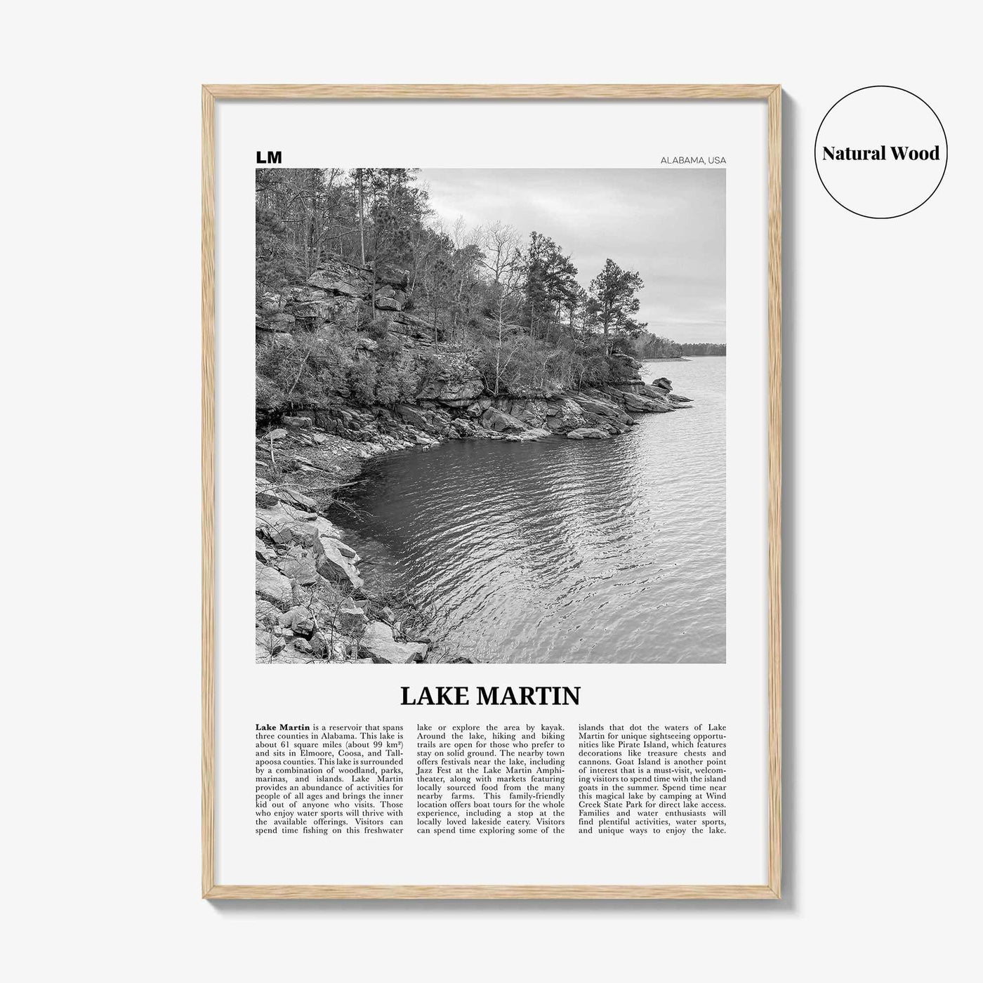 Lake Martin Print Black and White No 1, Lake Martin Wall Art, Lake Martin Poster, Lake Martin Photo, Lake Martin Wall Décor, Alabama, USA