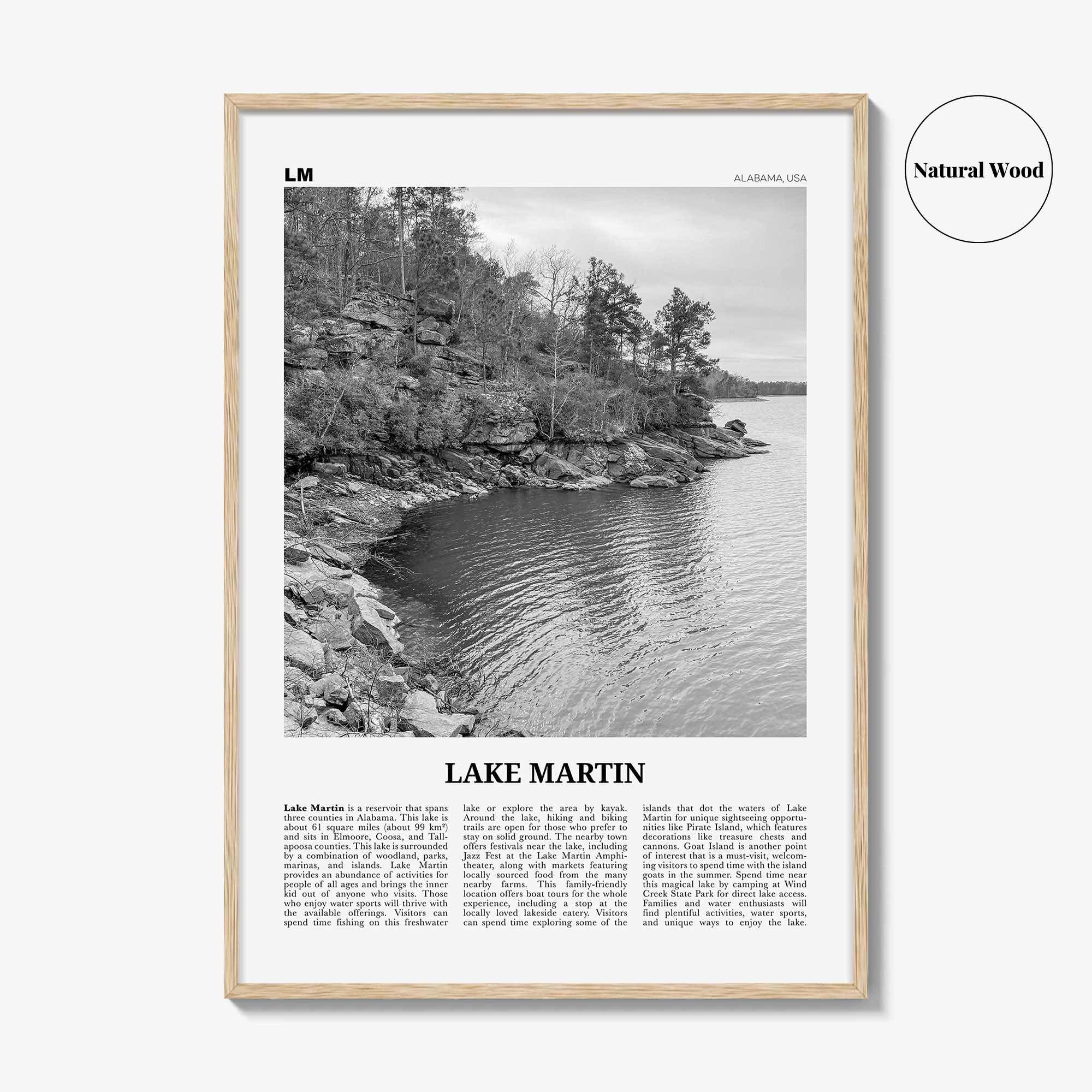 Lake Martin Print Black and White No 1, Lake Martin Wall Art, Lake Martin Poster, Lake Martin Photo, Lake Martin Wall Décor, Alabama, USA