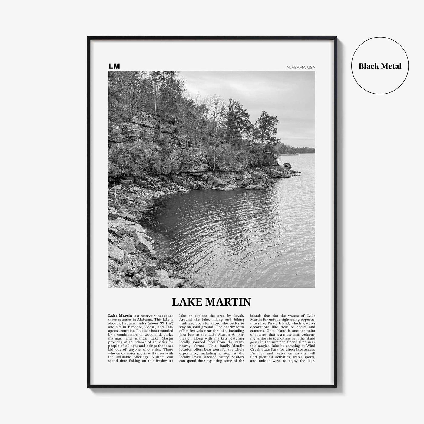 Lake Martin Print Black and White No 1, Lake Martin Wall Art, Lake Martin Poster, Lake Martin Photo, Lake Martin Wall Décor, Alabama, USA