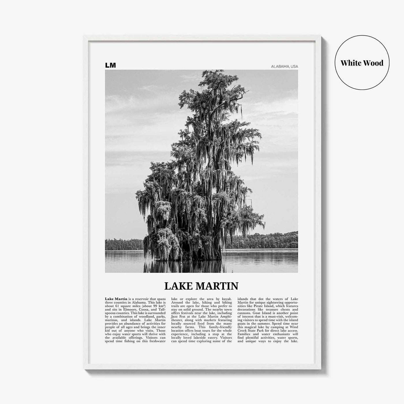 Lake Martin Print Black and White No 2, Lake Martin Wall Art, Lake Martin Poster, Lake Martin Photo, Lake Martin Wall Décor, Alabama, USA