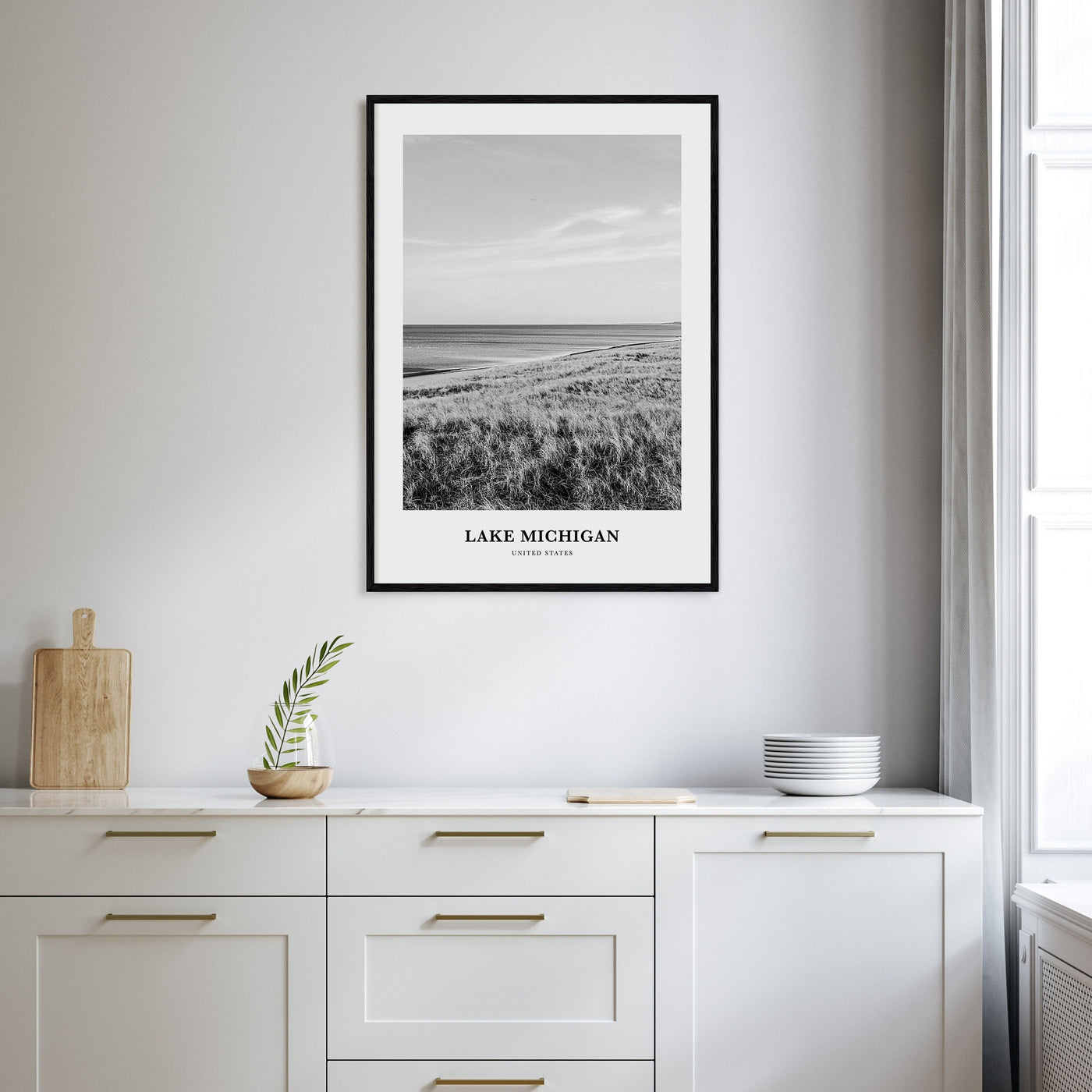 Lake Michigan Portrait B&W Poster