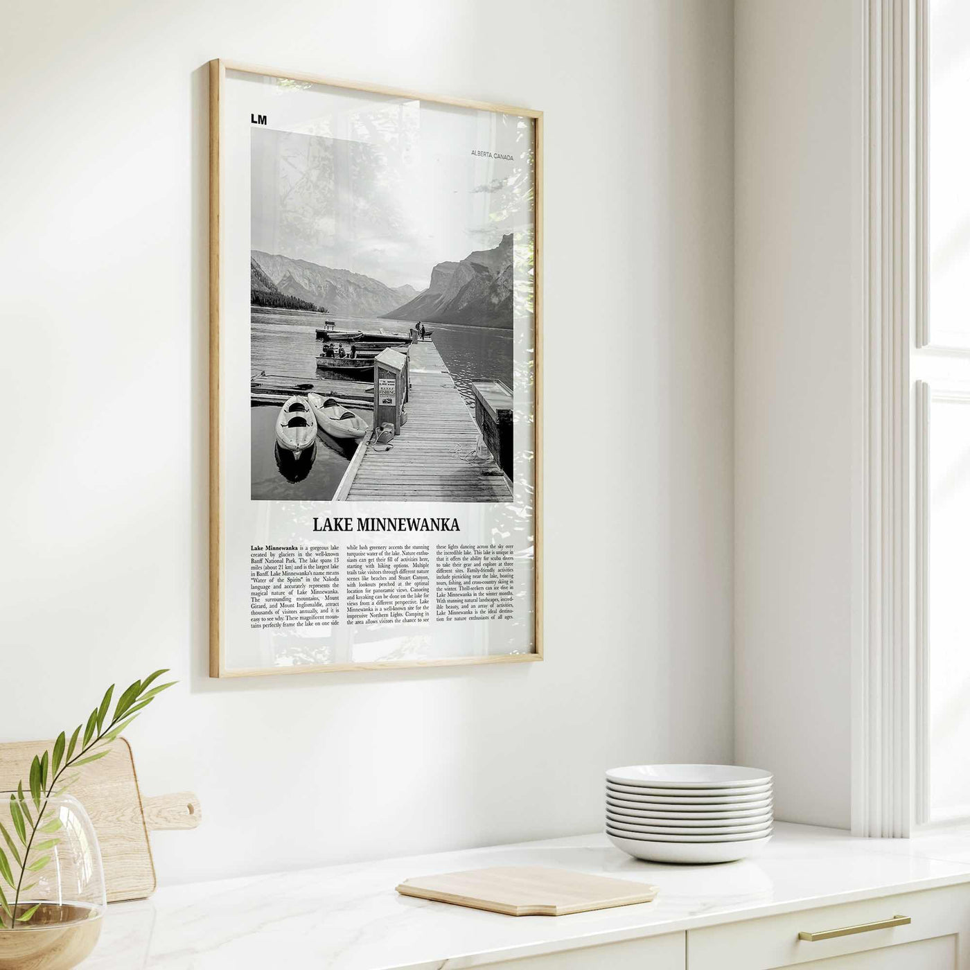 Lake Minnewanka Print Black and White, Lake Minnewanka Wall Art, Lake Minnewanka Poster, Lake Minnewanka Photo, Lake Minnewanka Wall Décor