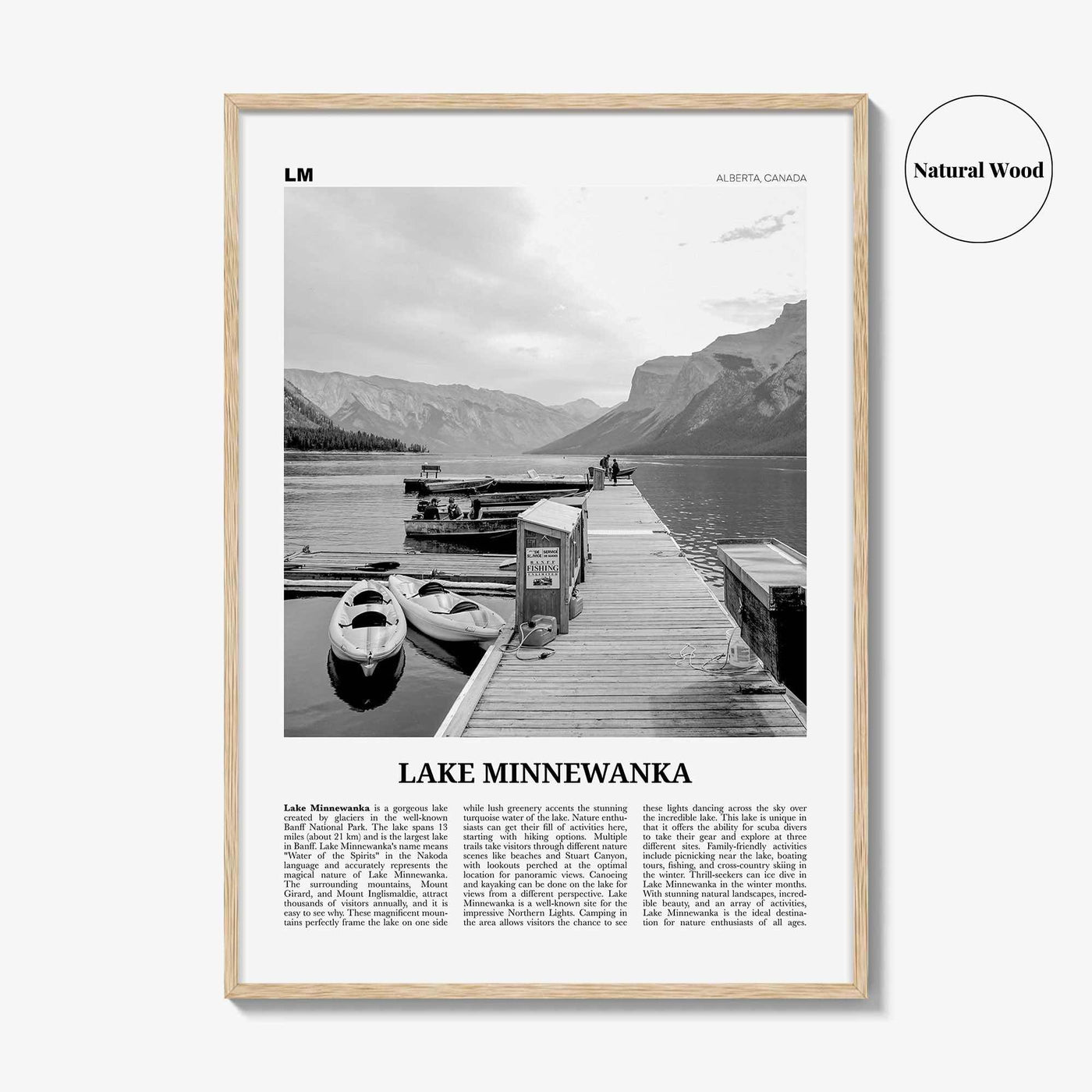 Lake Minnewanka Print Black and White, Lake Minnewanka Wall Art, Lake Minnewanka Poster, Lake Minnewanka Photo, Lake Minnewanka Wall Décor