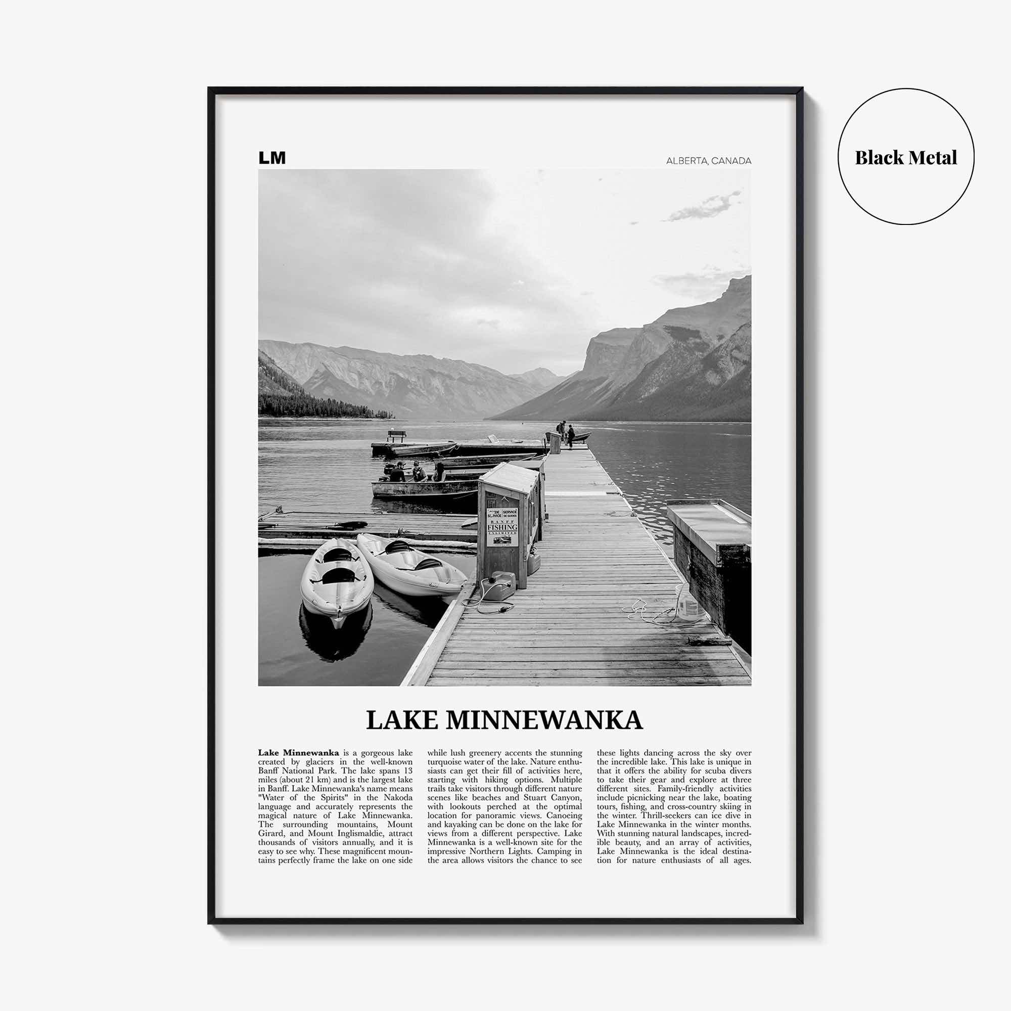 Lake Minnewanka Print Black and White, Lake Minnewanka Wall Art, Lake Minnewanka Poster, Lake Minnewanka Photo, Lake Minnewanka Wall Décor