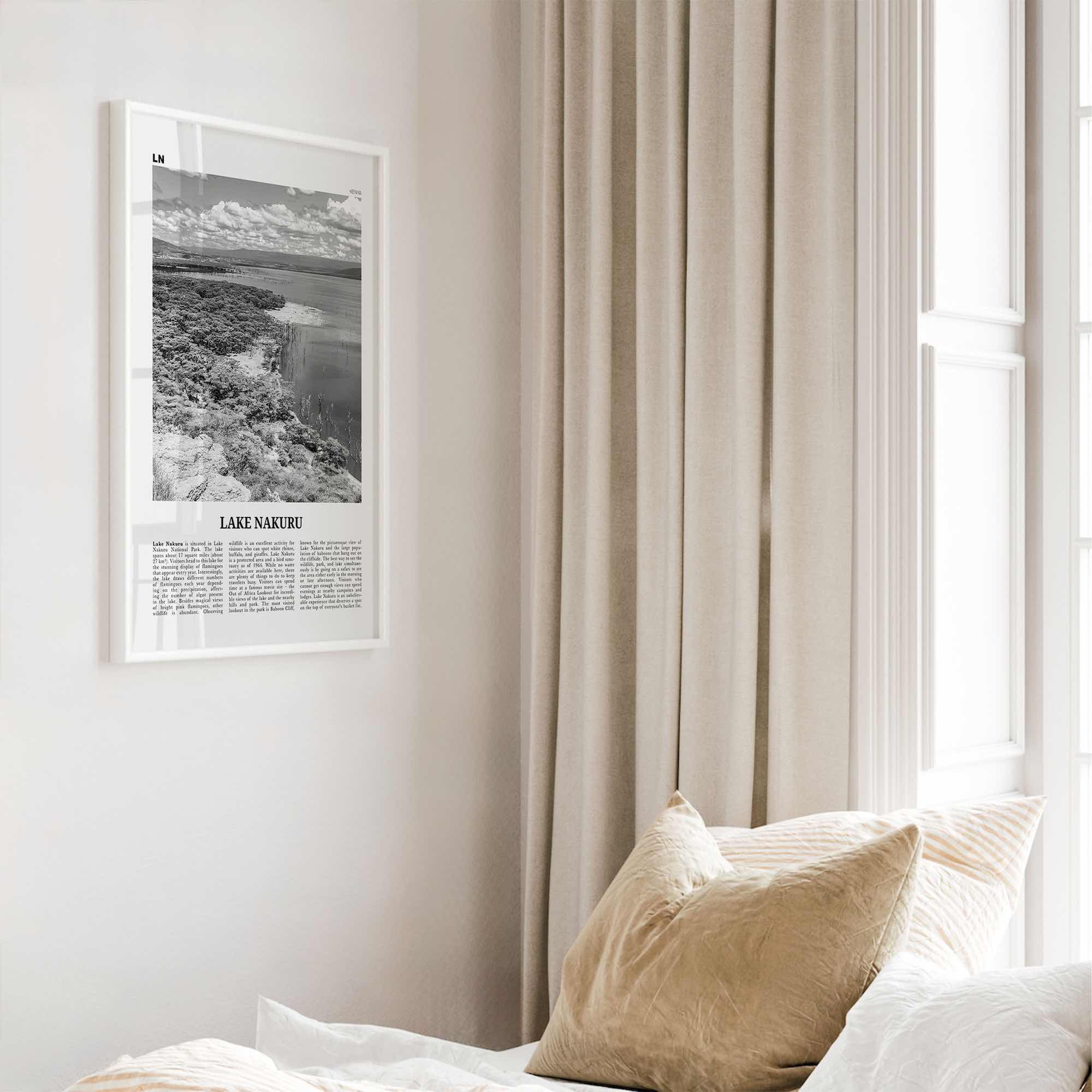 Lake Nakuru Print Black and White, Lake Nakuru Wall Art, Lake Nakuru Poster, Lake Nakuru Photo, Lake Nakuru Wall Décor, Kenya