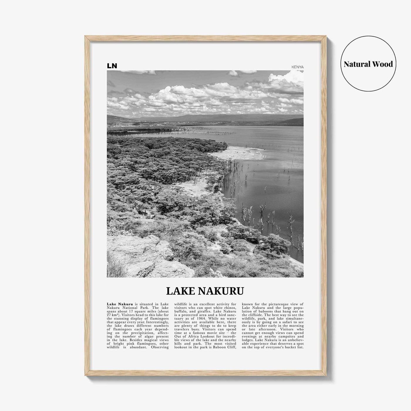 Lake Nakuru Print Black and White, Lake Nakuru Wall Art, Lake Nakuru Poster, Lake Nakuru Photo, Lake Nakuru Wall Décor, Kenya