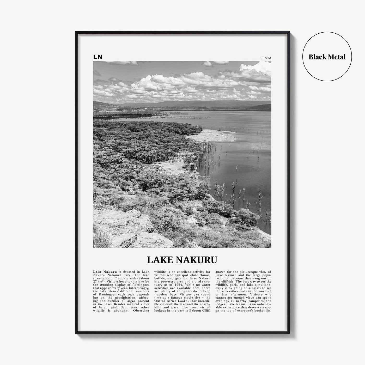 Lake Nakuru Print Black and White, Lake Nakuru Wall Art, Lake Nakuru Poster, Lake Nakuru Photo, Lake Nakuru Wall Décor, Kenya