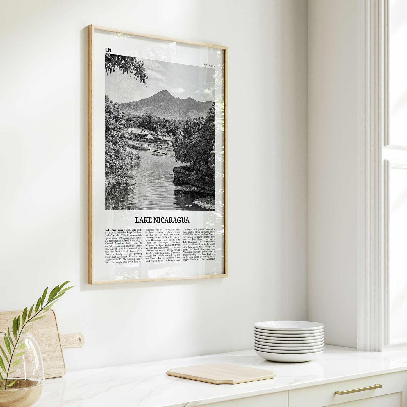 Lake Nicaragua Print Black and White, Lake Nicaragua Wall Art, Lake Nicaragua Poster, Lake Nicaragua Photo, Lake Nicaragua Wall Décor