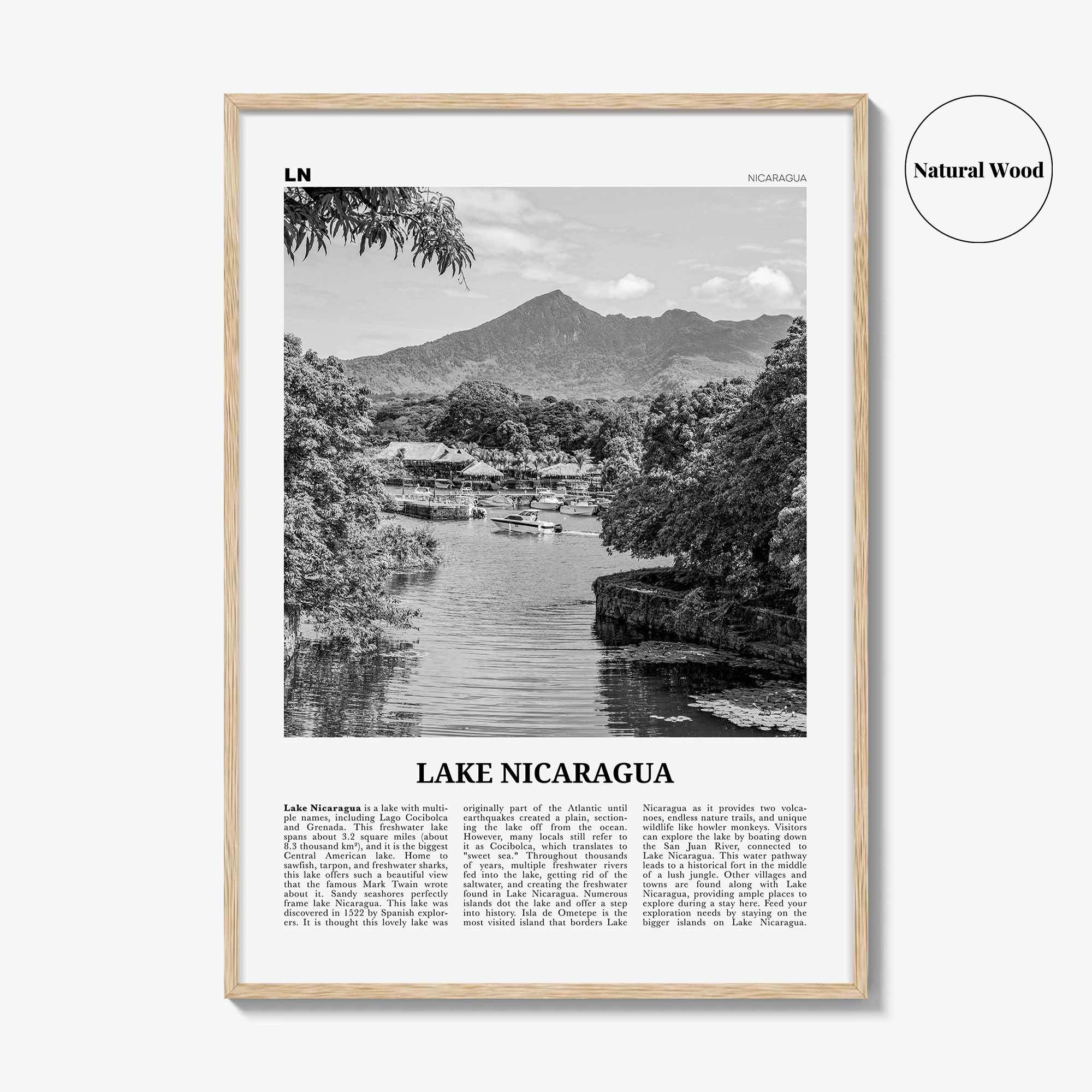 Lake Nicaragua Print Black and White, Lake Nicaragua Wall Art, Lake Nicaragua Poster, Lake Nicaragua Photo, Lake Nicaragua Wall Décor