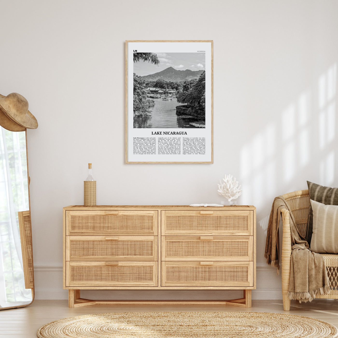 Lake Nicaragua Travel B&W Poster