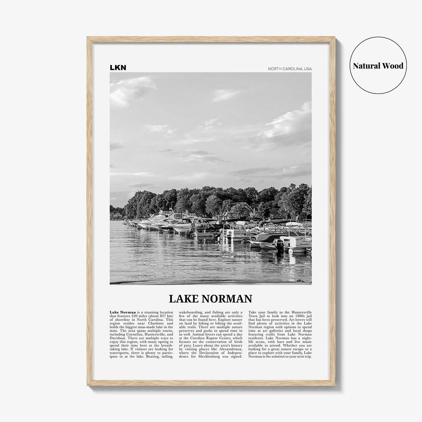 Lake Norman Print Black and White, Lake Norman Wall Art, Lake Norman Poster, Lake Norman Photo, Lake Norman Wall Décor, North Carolina, USA