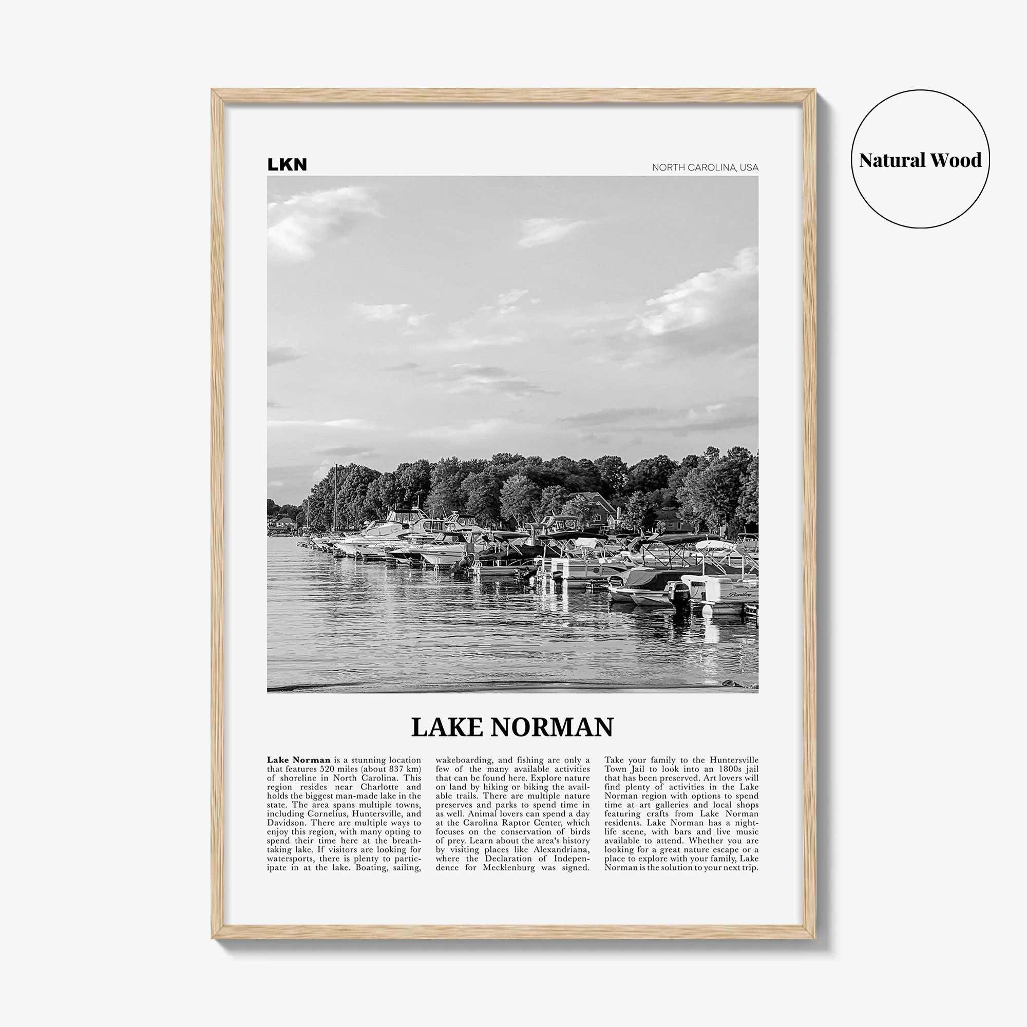 Lake Norman Print Black and White, Lake Norman Wall Art, Lake Norman Poster, Lake Norman Photo, Lake Norman Wall Décor, North Carolina, USA