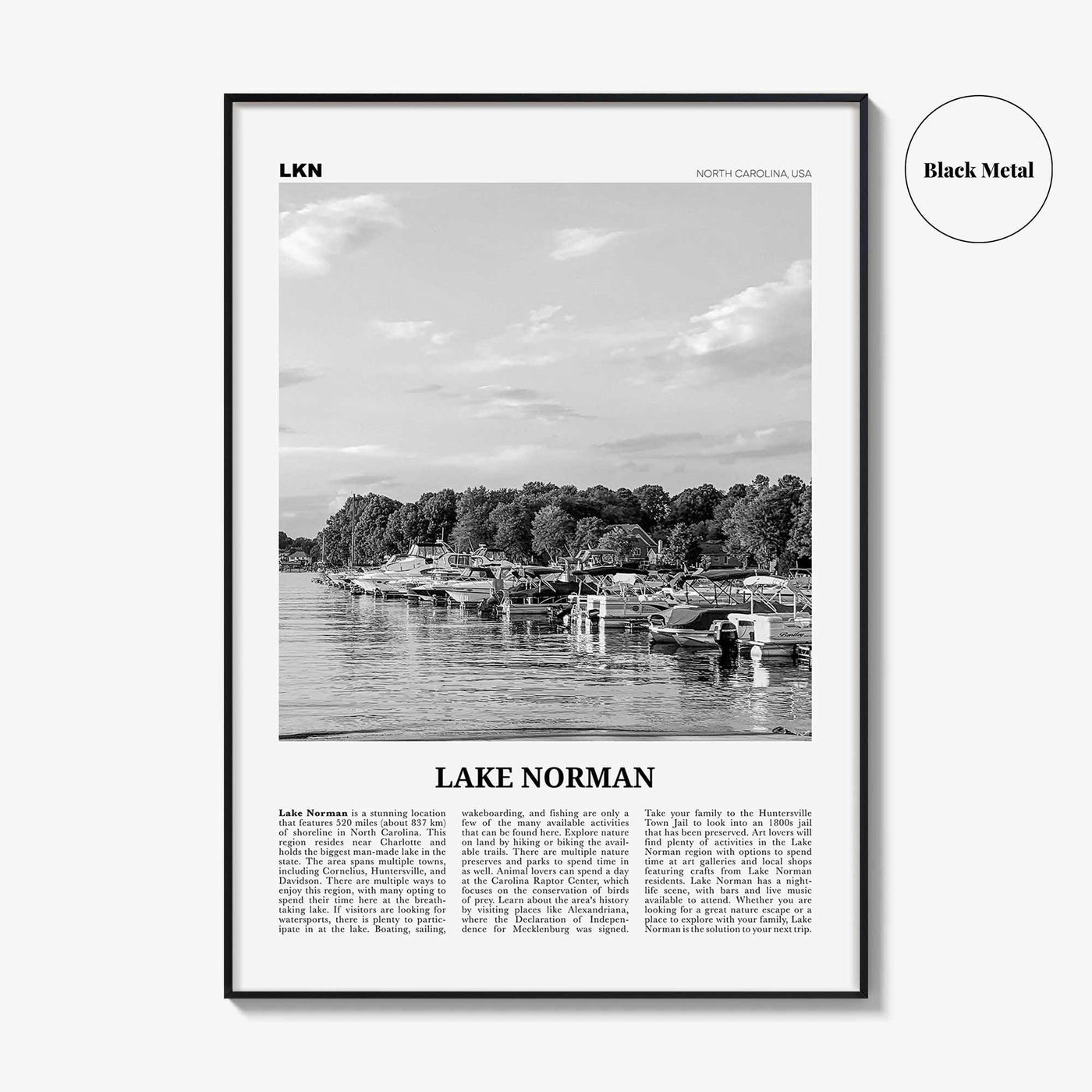 Lake Norman Print Black and White, Lake Norman Wall Art, Lake Norman Poster, Lake Norman Photo, Lake Norman Wall Décor, North Carolina, USA