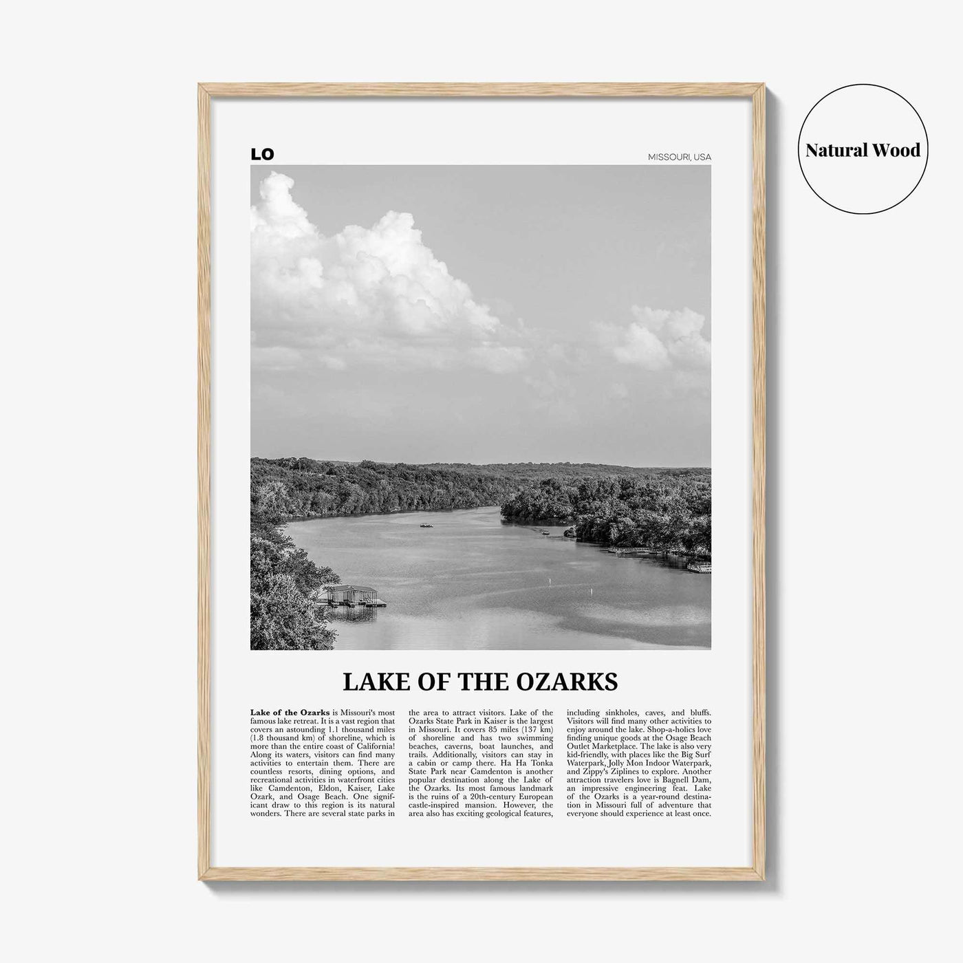 Lake of the Ozarks Print Black and White, Lake of the Ozarks Wall Art, Lake of the Ozarks Poster, Lake of the Ozarks Photo, Missouri, USA