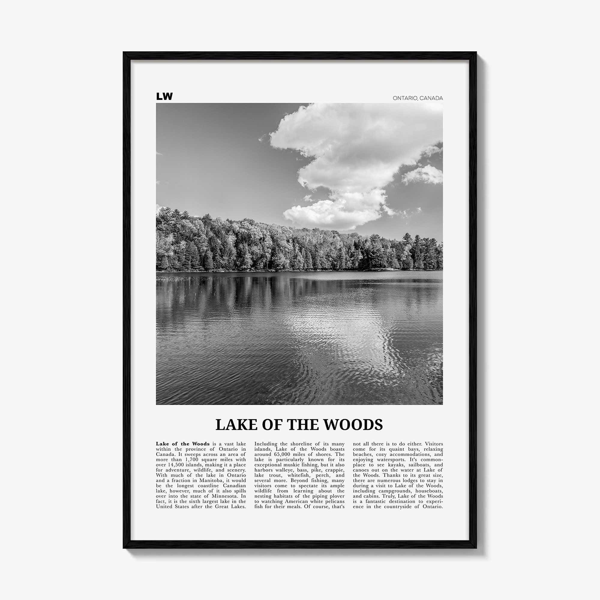 Lake of the Woods Print Black and White, Lake of the Woods Wall Art, Lake of the Woods Poster, Lake of the Woods Photo, Ontario, Canada