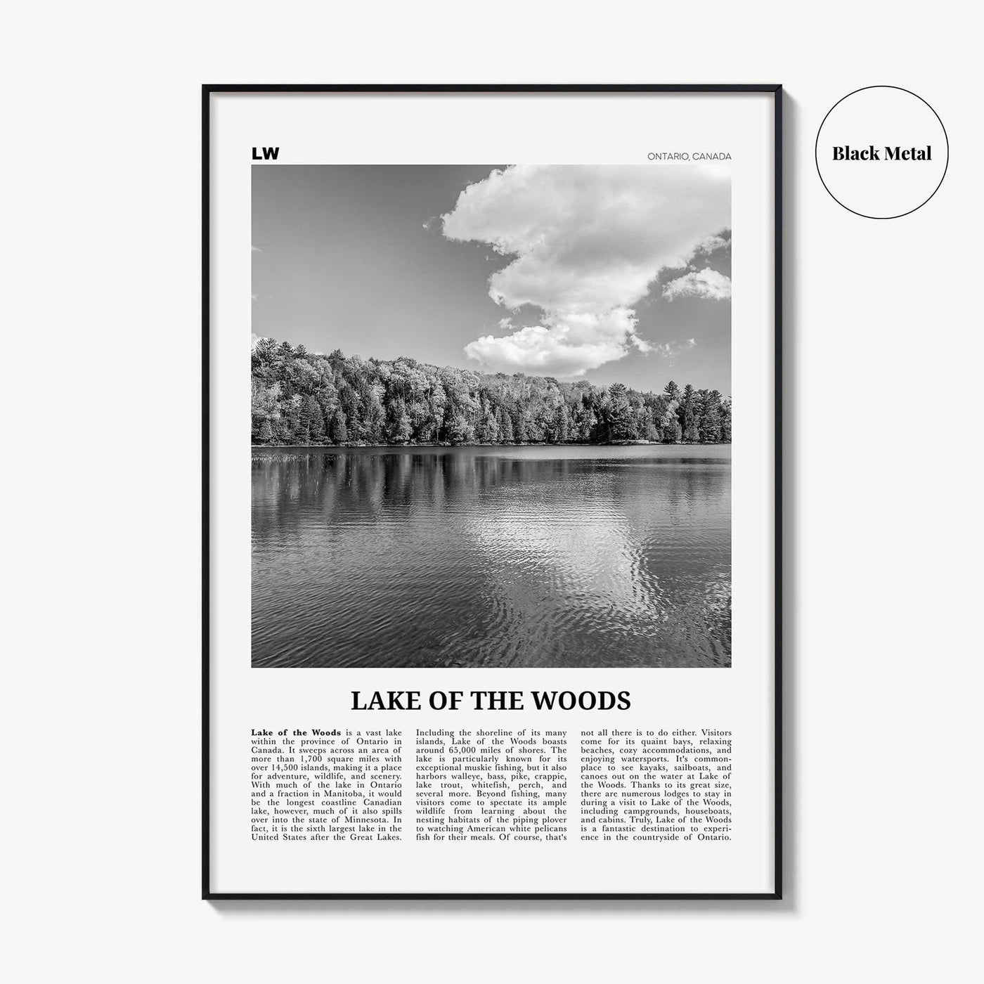 Lake of the Woods Print Black and White, Lake of the Woods Wall Art, Lake of the Woods Poster, Lake of the Woods Photo, Ontario, Canada