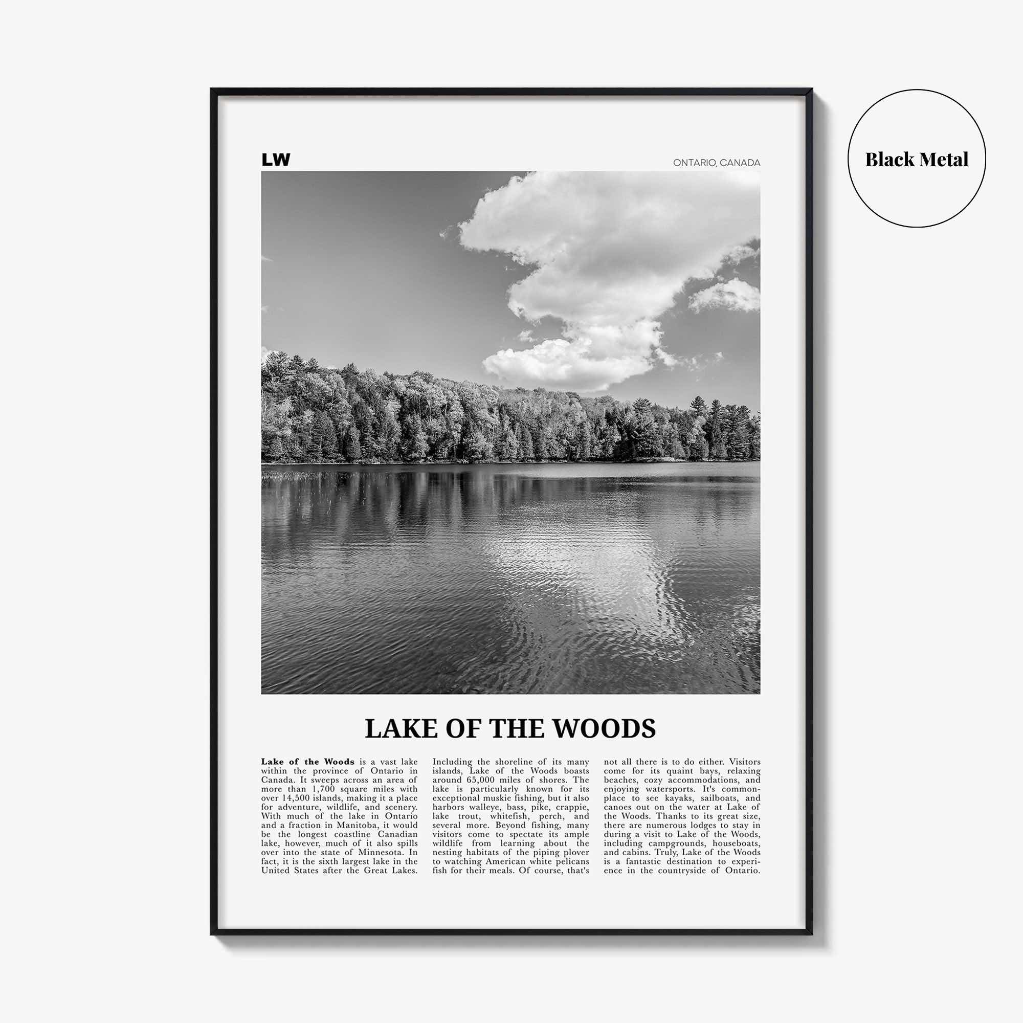 Lake of the Woods Print Black and White, Lake of the Woods Wall Art, Lake of the Woods Poster, Lake of the Woods Photo, Ontario, Canada
