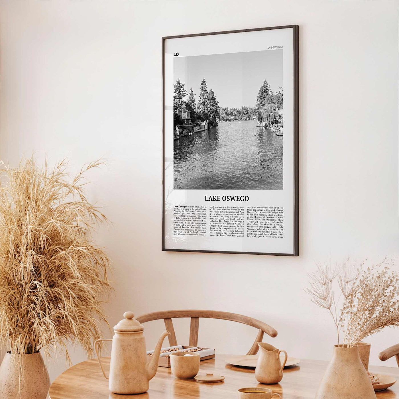 Lake Oswego Print Black and White, Lake Oswego Wall Art, Lake Oswego Poster, Lake Oswego Photo, Lake Oswego Wall Décor, Oregon, USA