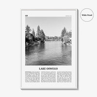 Lake Oswego Print Black and White, Lake Oswego Wall Art, Lake Oswego Poster, Lake Oswego Photo, Lake Oswego Wall Décor, Oregon, USA