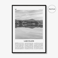 Lake Placid Print Black and White, Lake Placid Wall Art, Lake Placid Poster, Lake Placid Photo, Lake Placid Map, New York, USA