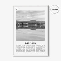 Lake Placid Print Black and White, Lake Placid Wall Art, Lake Placid Poster, Lake Placid Photo, Lake Placid Map, New York, USA