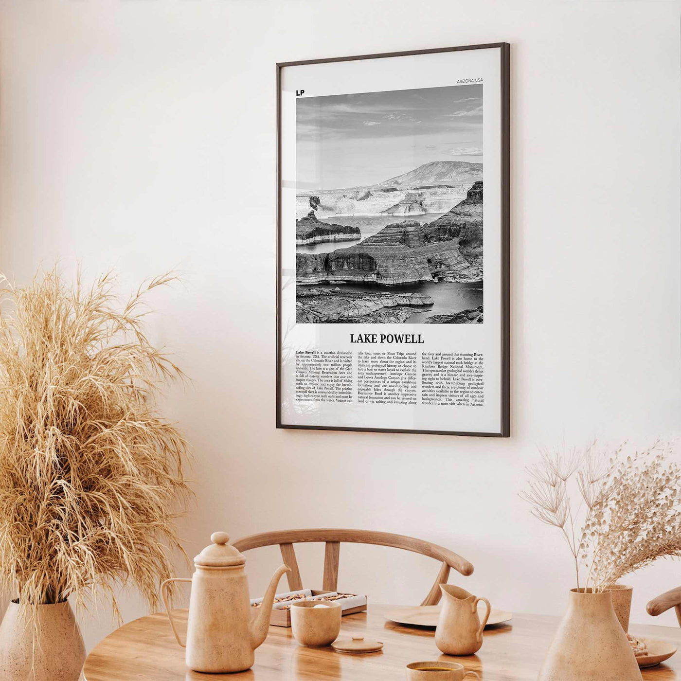 Lake Powell Print Black and White, Lake Powell Wall Art, Lake Powell Poster, Lake Powell Photo, Lake Powell Map, Arizona, USA, United States