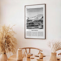 Lake Powell Print Black and White, Lake Powell Wall Art, Lake Powell Poster, Lake Powell Photo, Lake Powell Map, Arizona, USA, United States