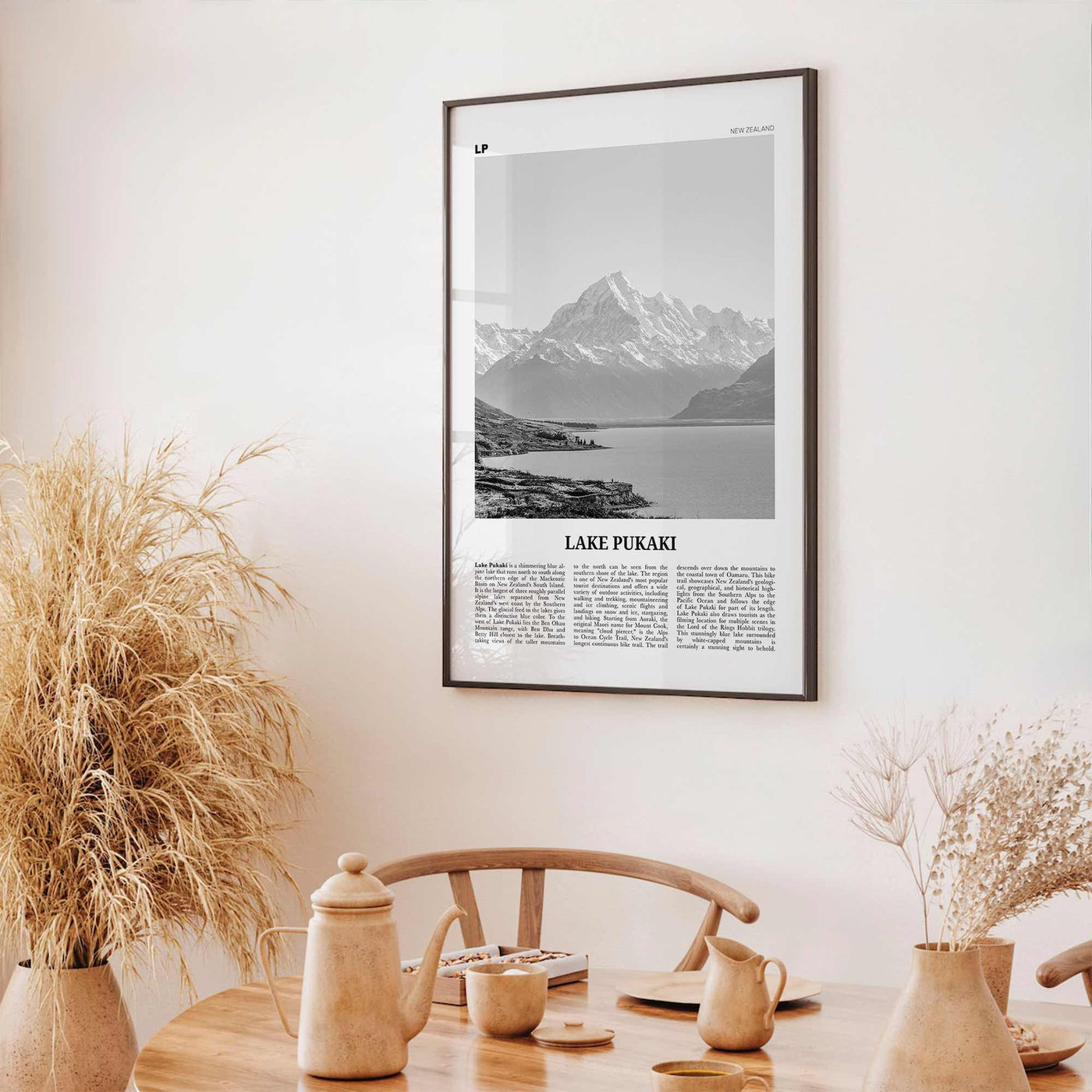 Lake Pukaki Print Black and White, Lake Pukaki Wall Art, Lake Pukaki Poster, Lake Pukaki Photo, New Zealand