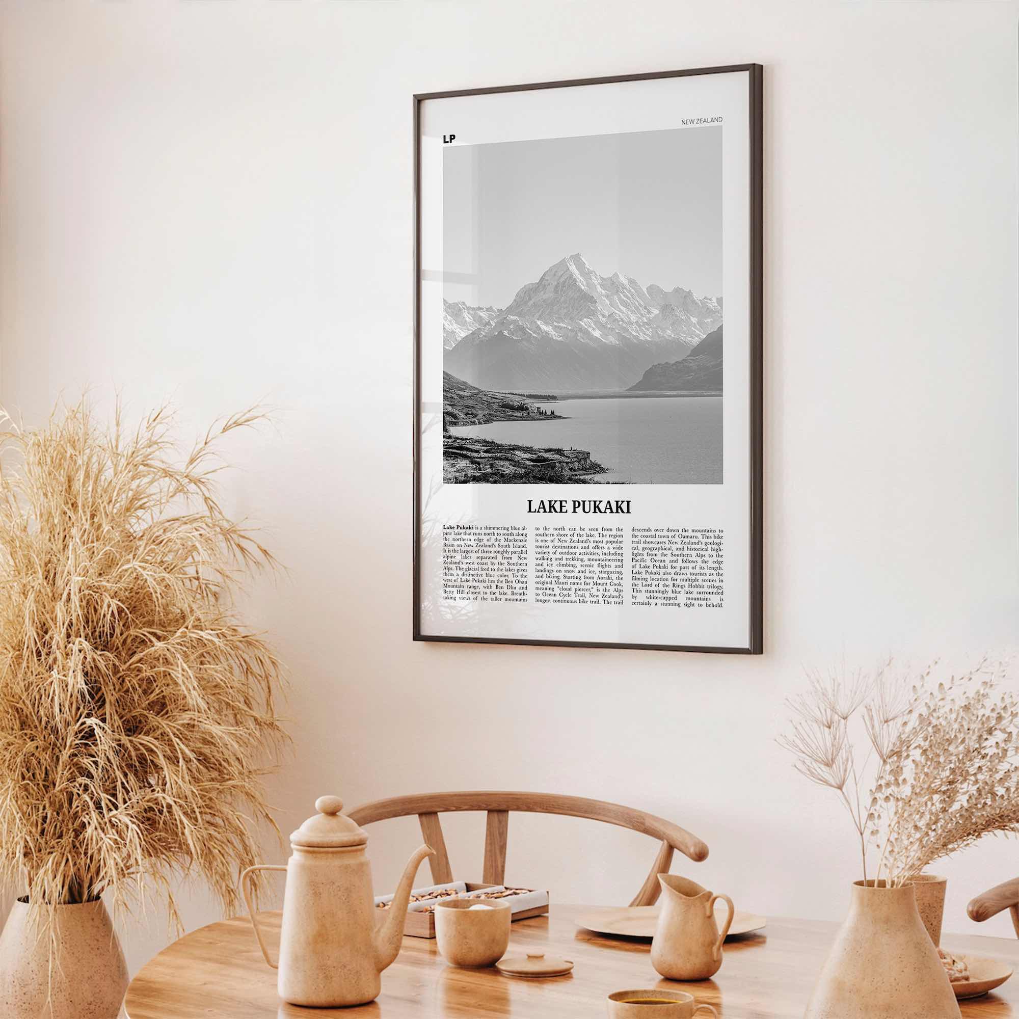 Lake Pukaki Print Black and White, Lake Pukaki Wall Art, Lake Pukaki Poster, Lake Pukaki Photo, New Zealand