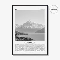 Lake Pukaki Print Black and White, Lake Pukaki Wall Art, Lake Pukaki Poster, Lake Pukaki Photo, New Zealand