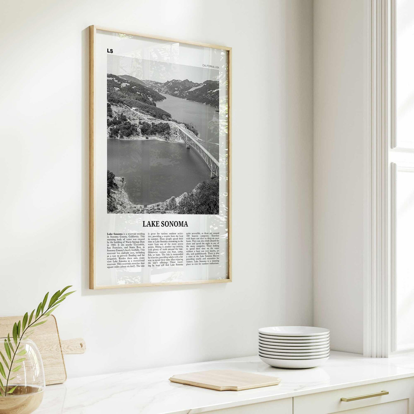 Lake Sonoma Print Black and White, Lake Sonoma Wall Art, Lake Sonoma Poster, Lake Sonoma Photo, Lake Sonoma Décor, California, USA