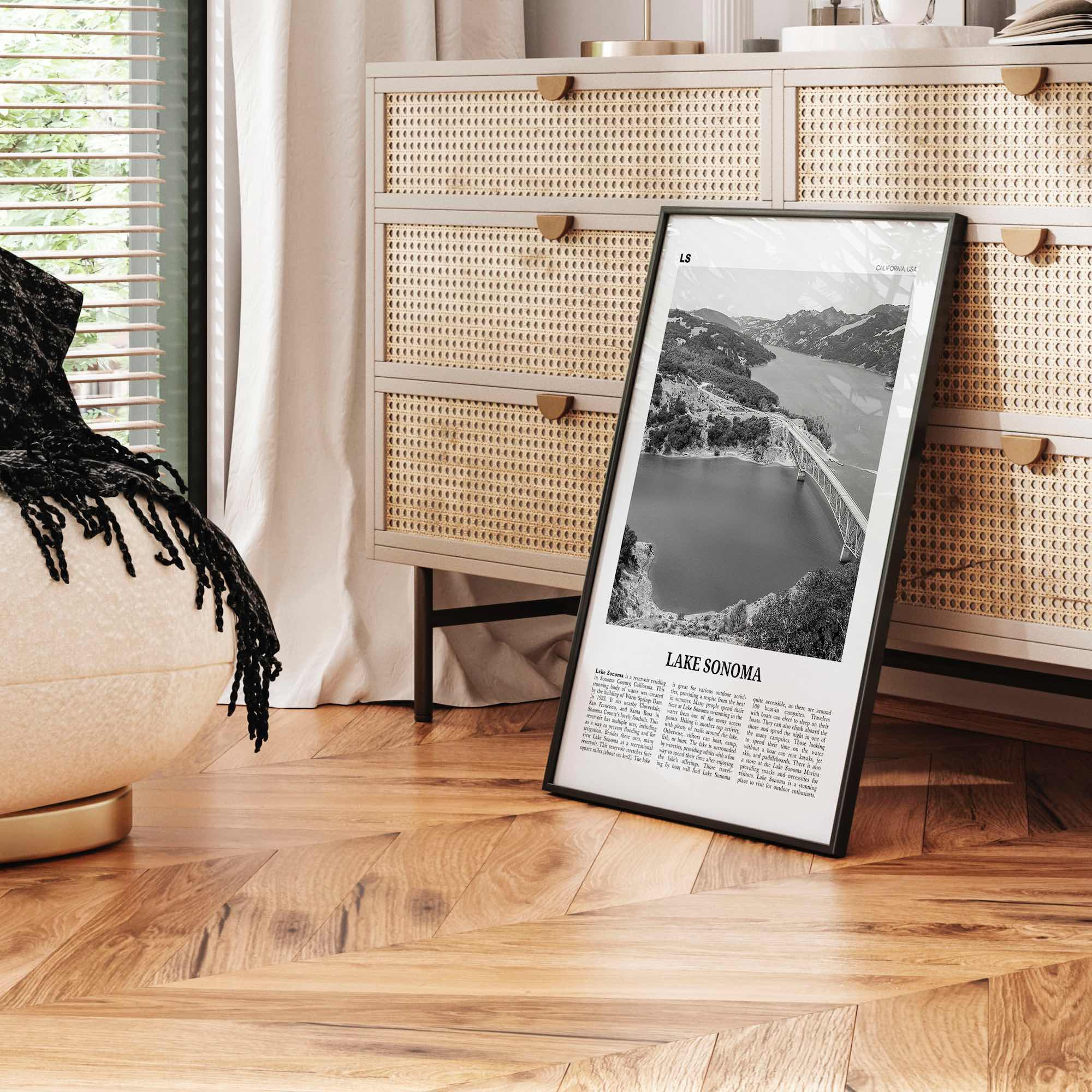 Lake Sonoma Print Black and White, Lake Sonoma Wall Art, Lake Sonoma Poster, Lake Sonoma Photo, Lake Sonoma Décor, California, USA