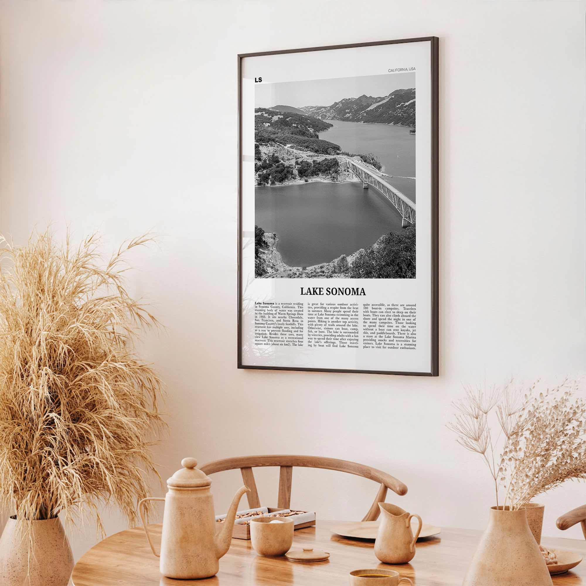 Lake Sonoma Print Black and White, Lake Sonoma Wall Art, Lake Sonoma Poster, Lake Sonoma Photo, Lake Sonoma Décor, California, USA