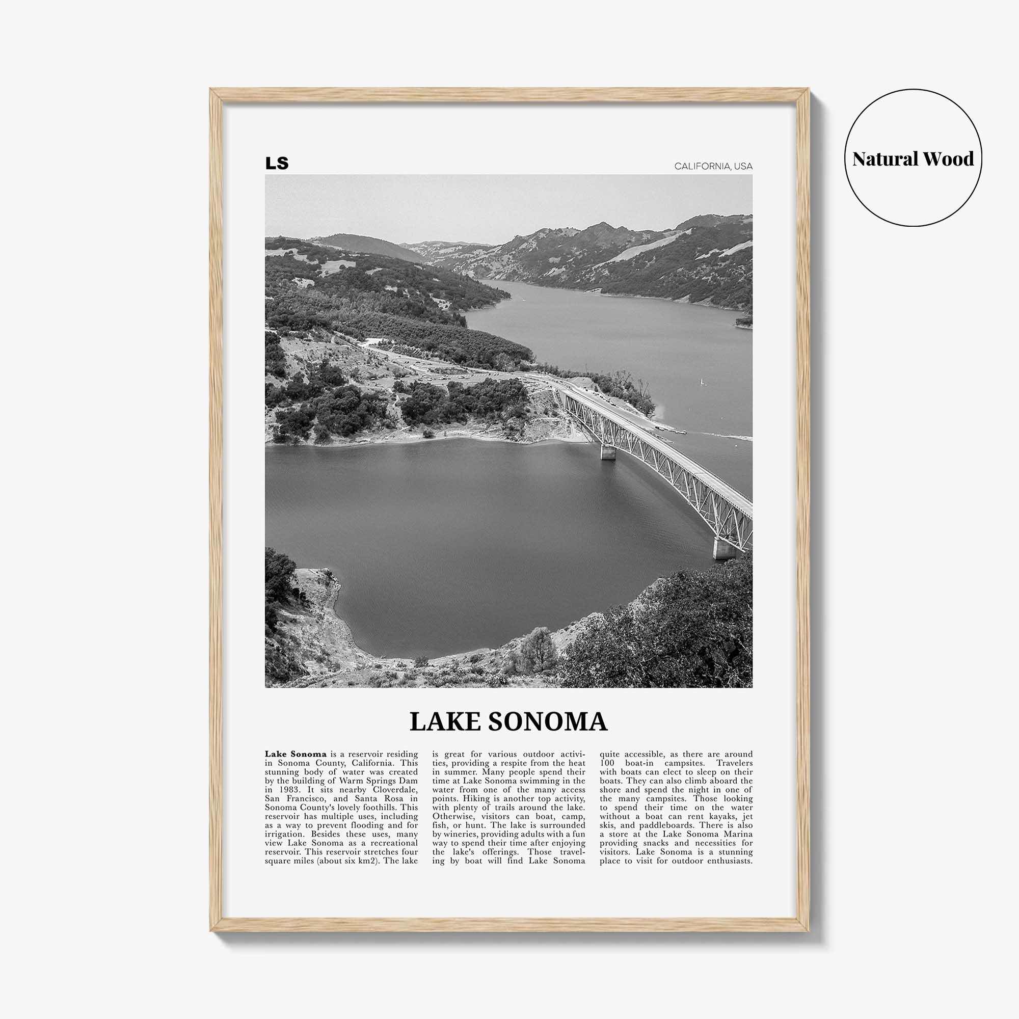 Lake Sonoma Print Black and White, Lake Sonoma Wall Art, Lake Sonoma Poster, Lake Sonoma Photo, Lake Sonoma Décor, California, USA