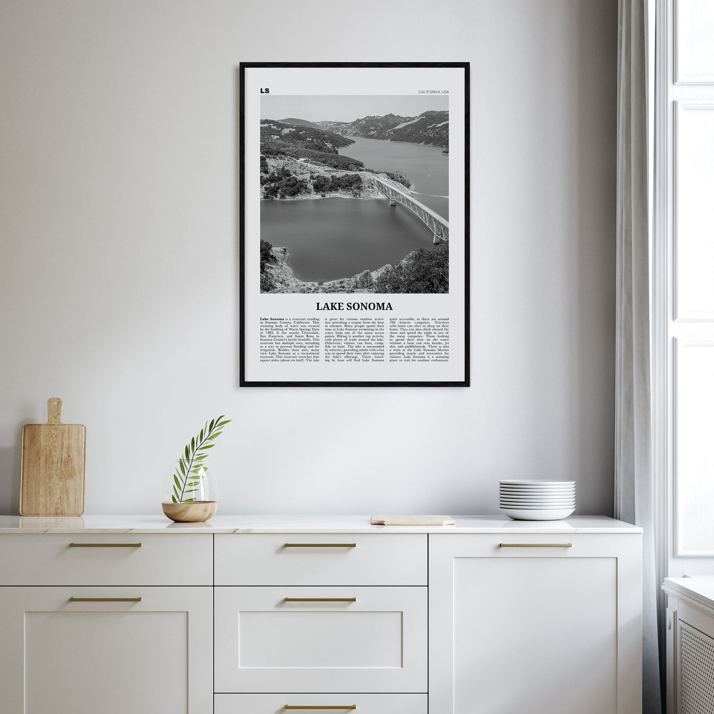 Lake Sonoma Travel B&W Poster