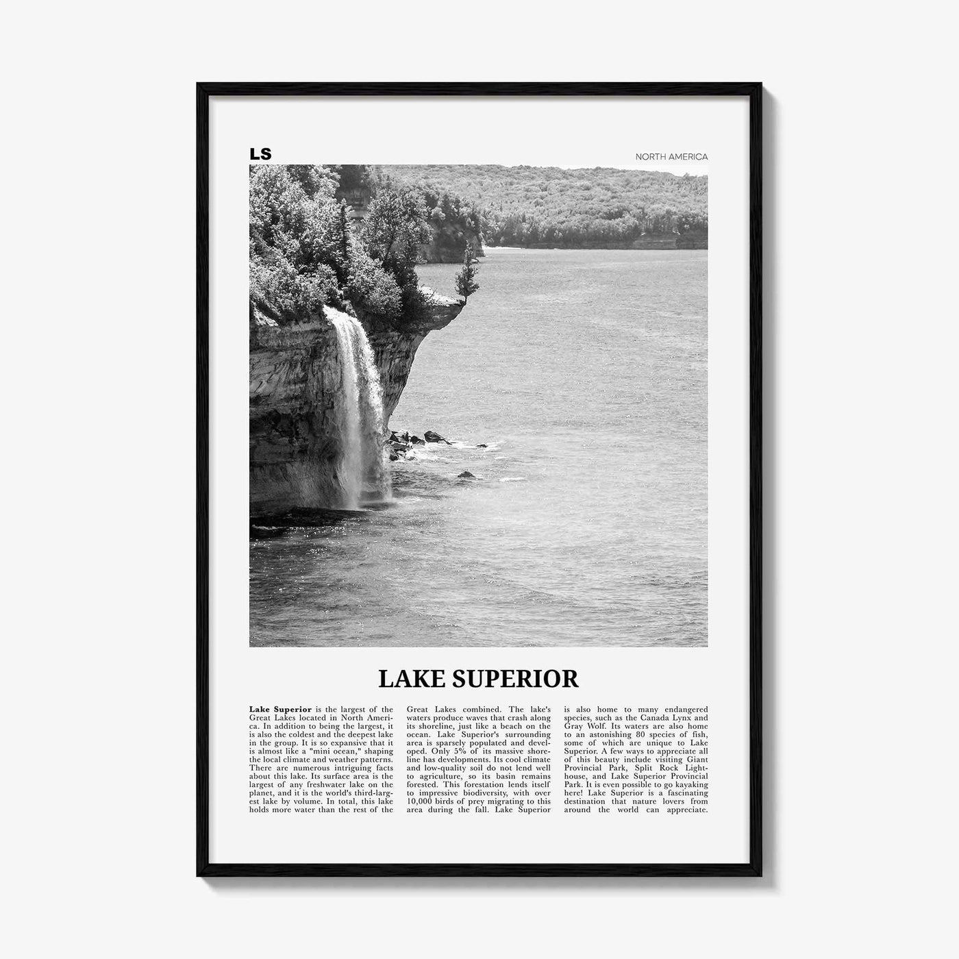 Lake Superior Print Black and White, Lake Superior Wall Art, Lake Superior Poster, Lake Superior Photo, USA, United States, Canada