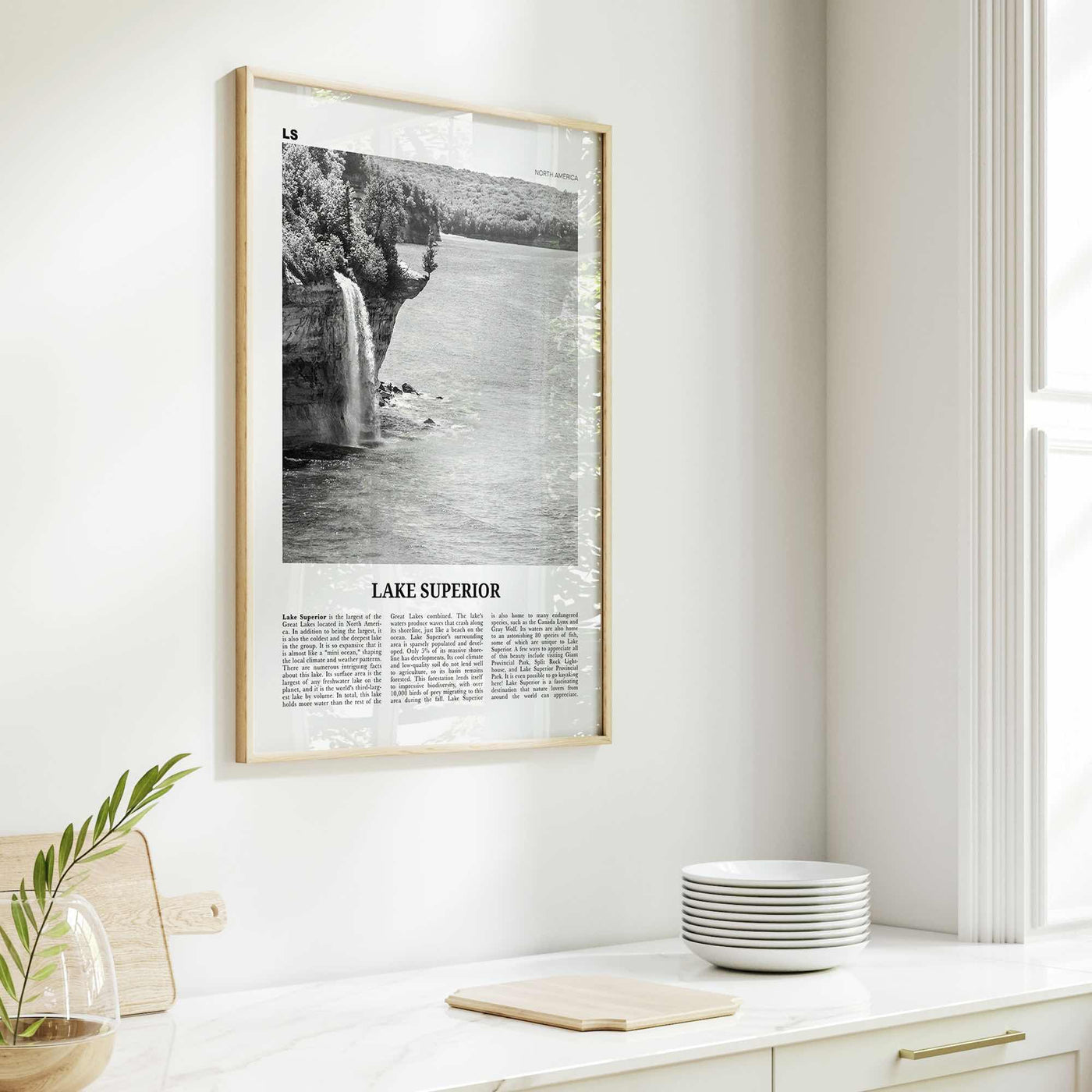 Lake Superior Print Black and White, Lake Superior Wall Art, Lake Superior Poster, Lake Superior Photo, USA, United States, Canada