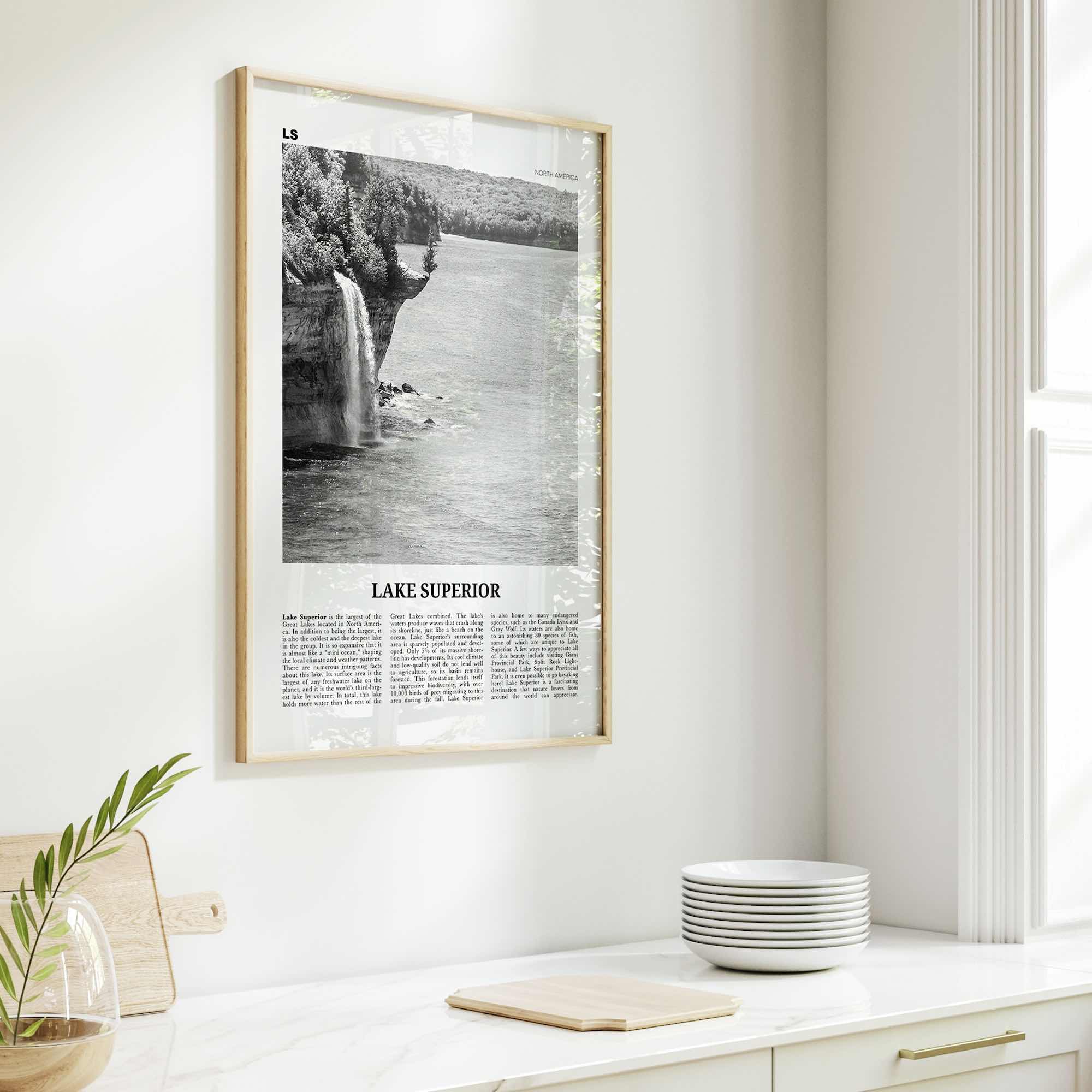 Lake Superior Print Black and White, Lake Superior Wall Art, Lake Superior Poster, Lake Superior Photo, USA, United States, Canada