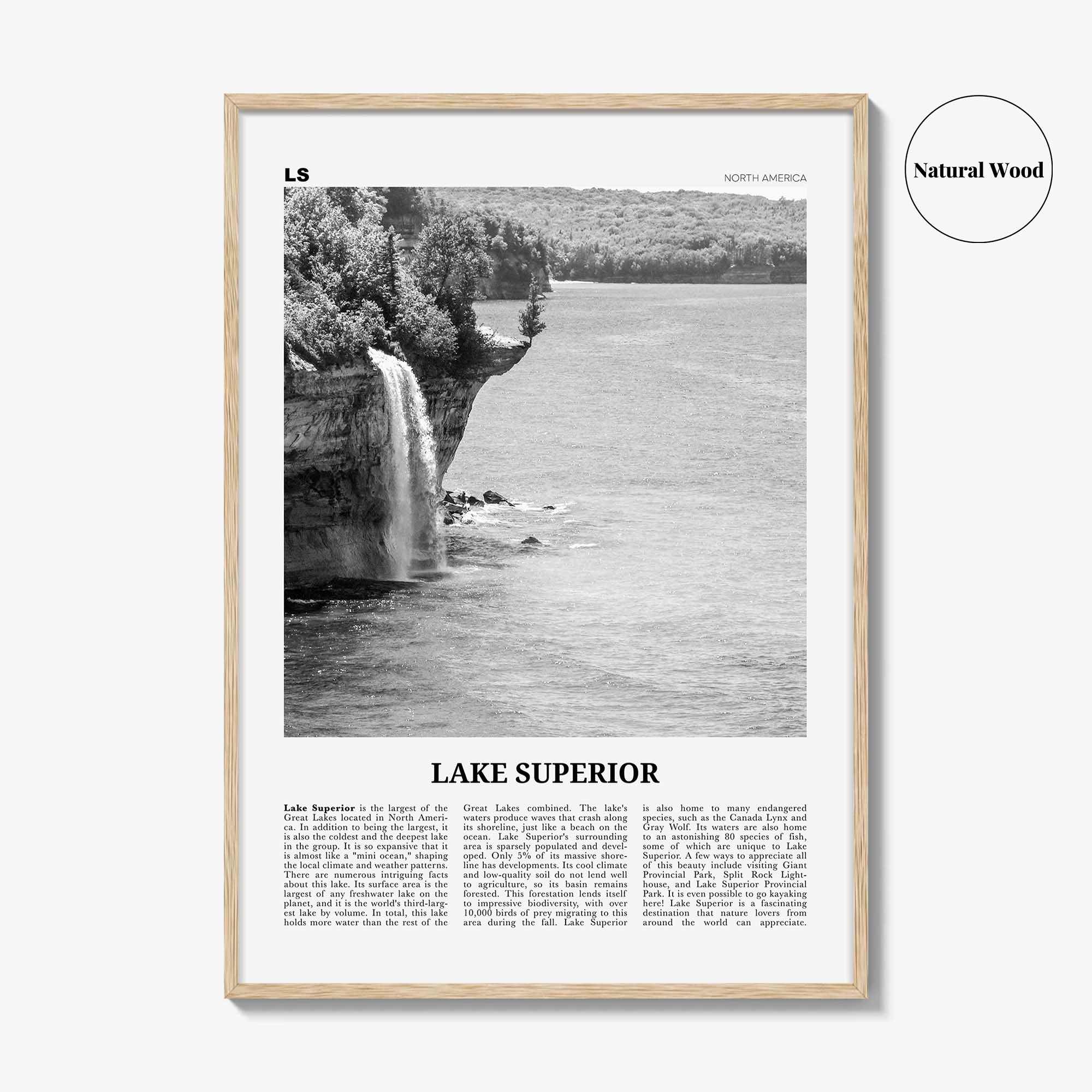 Lake Superior Print Black and White, Lake Superior Wall Art, Lake Superior Poster, Lake Superior Photo, USA, United States, Canada